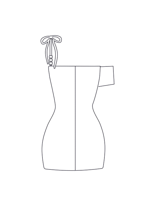 Custom asymmetric bardot dress