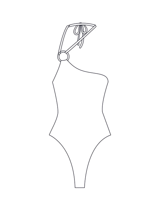 Custom asymmetric o-ring bodysuit/swimsuit
