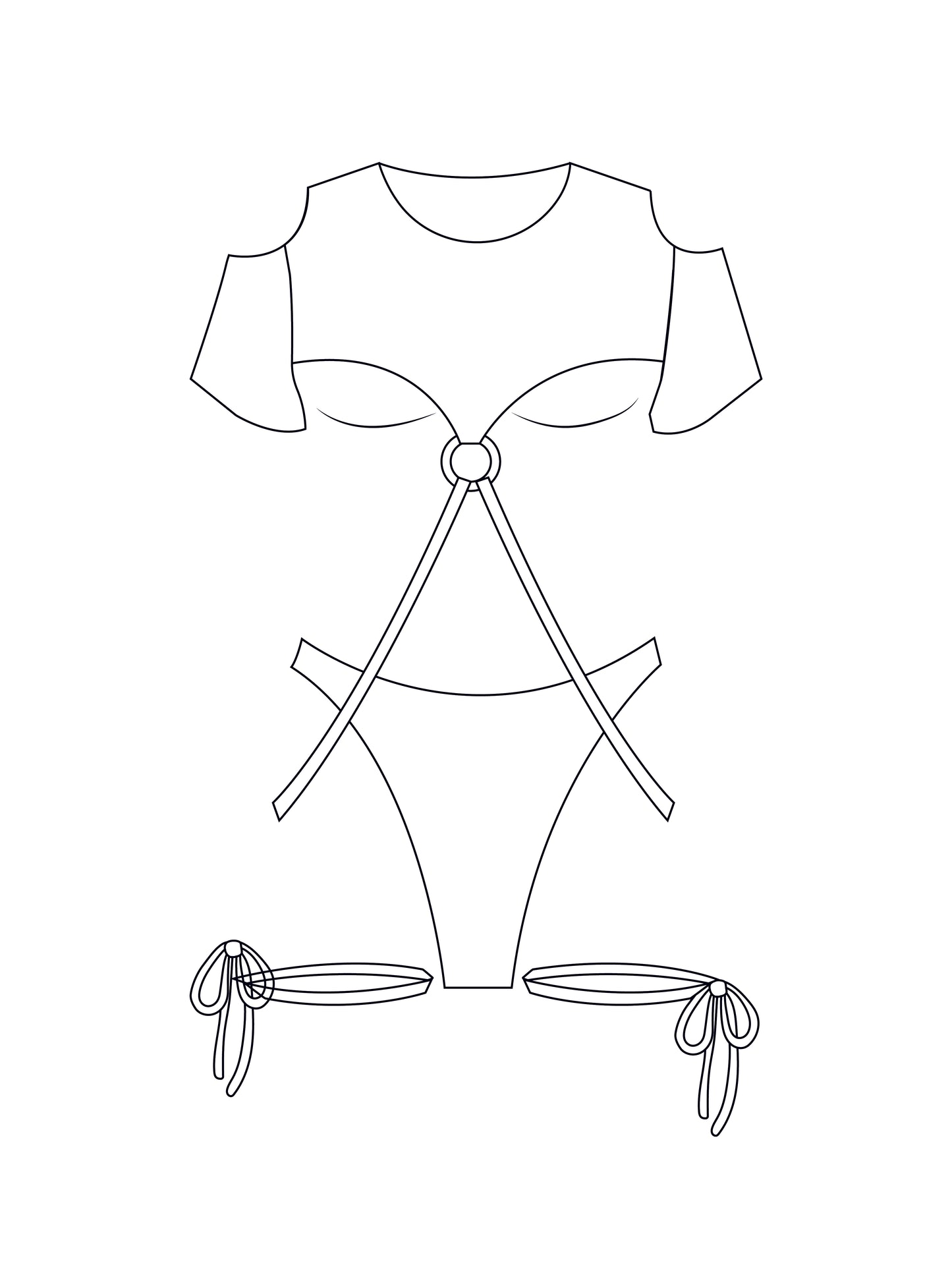 Custom cut out strappy bodysuit/swimsuit