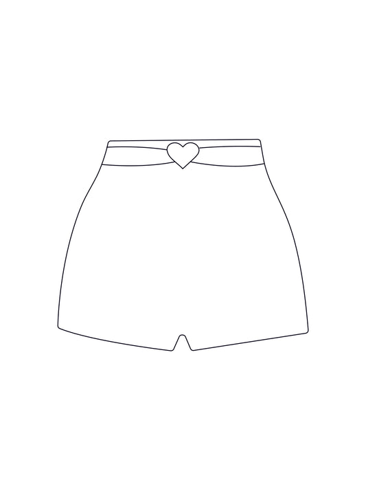 Custom heart diamante short shorts