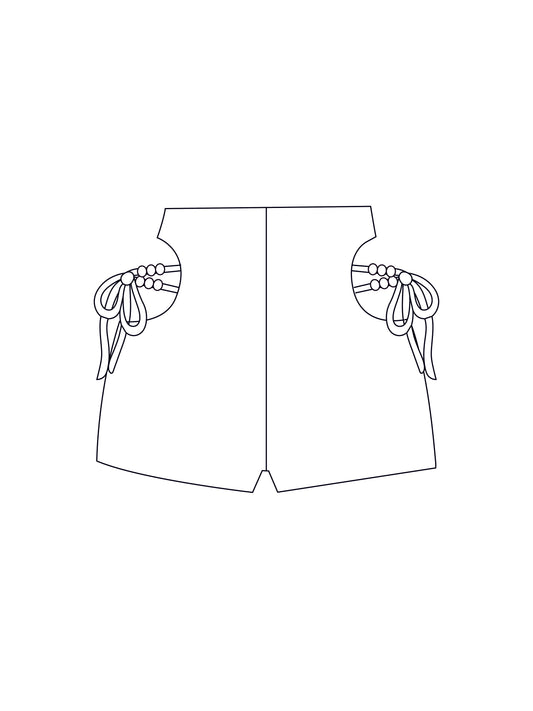 Custom cut out tie short shorts