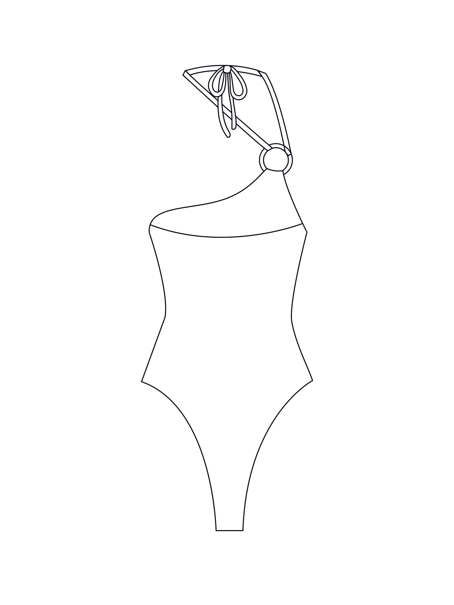 Custom asymmetric o-ring bodysuit/swimsuit