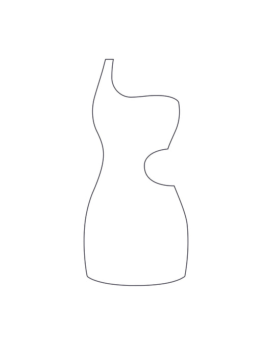 Custom asymmetric cut out side dress