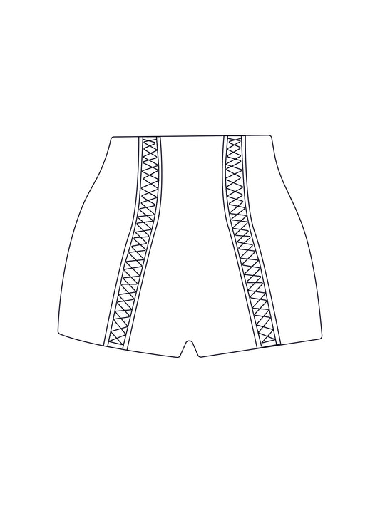 Custom lace up trim short shorts