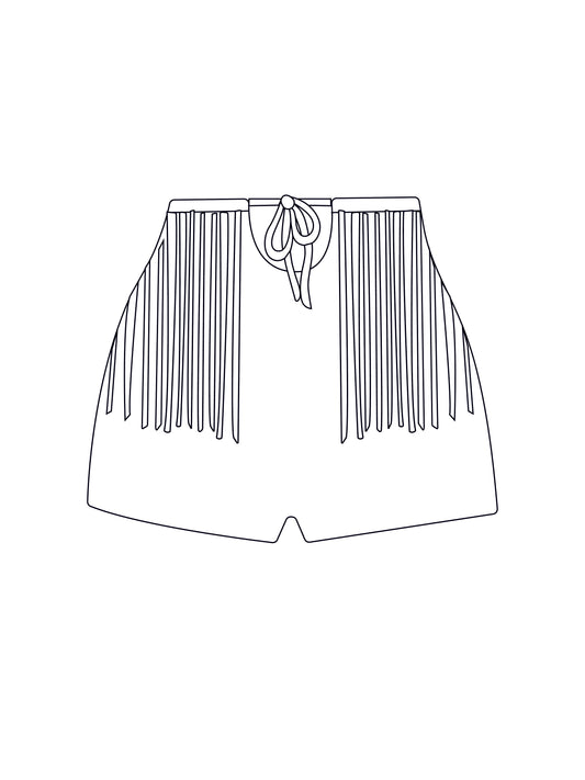 Custom fringed short shorts