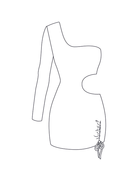Custom asymmetric ruched dress