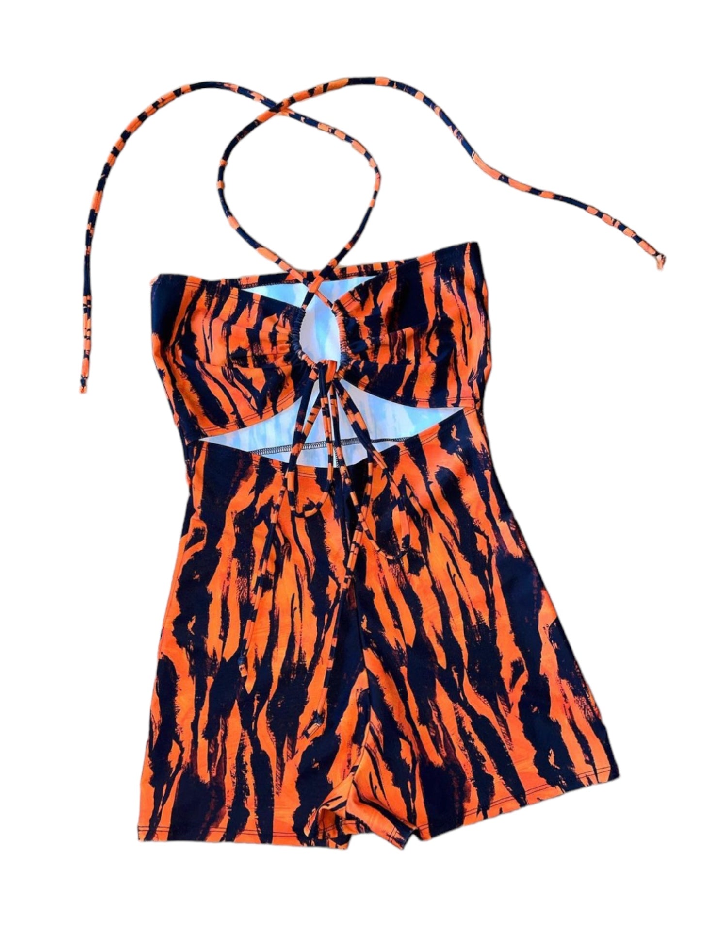 Strappy tie cut out playsuit